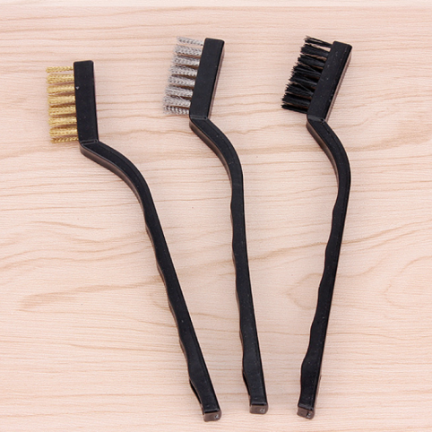 3pc Mini Handheld Brush With Handle Plastic Wire Brush Bbq Cleaning Brush