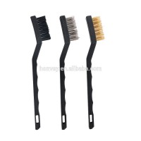 3 Pcs Mini Wire Brush Set Steel Brass Nylon Brushes Cleaning Polishing Detail Metal Rust Clean Tools Home Kitchen Kit